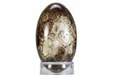 Swirling Polished Chocolate Calcite Egg - Pakistan #365817-1